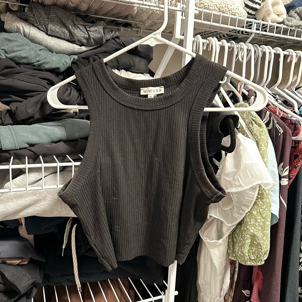 Black Ribbed cropped Women's Tank